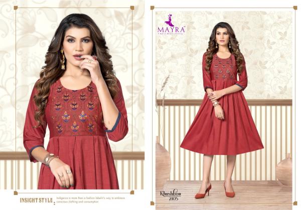 Mayra khushboo Rayon embroidery Designer kurti collection        